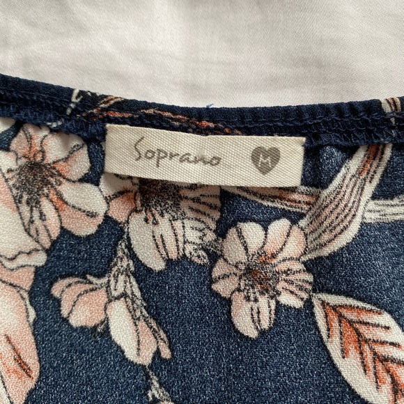 Navy Blue Floral Jumpsuit with Pockets, size M - Picture 9 of 9